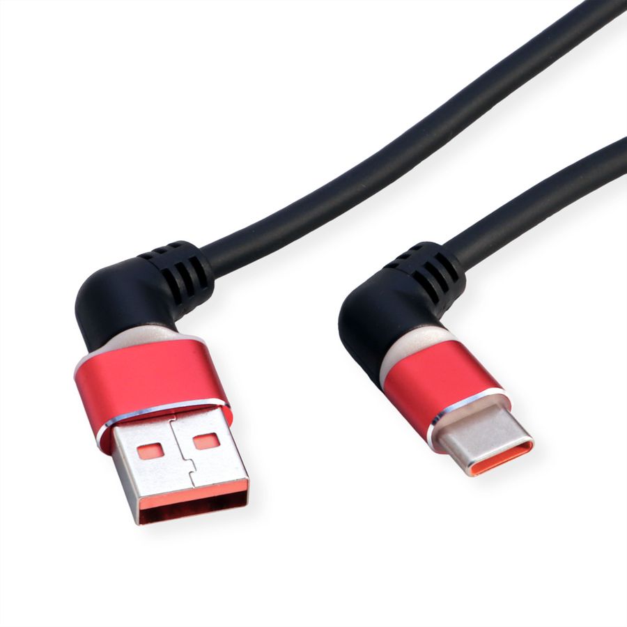 ROLINE Câble USB 2.0, C-A, M/M, rotation à 360°, rouge/noir, 1 m