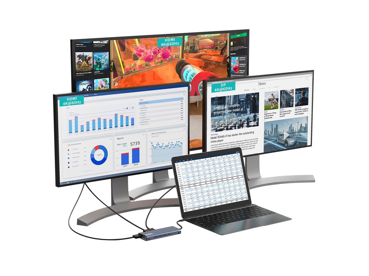 EXSYS EX-1226HM Station d'accueil 14 en 1 USB 3.2 Gen 2x1