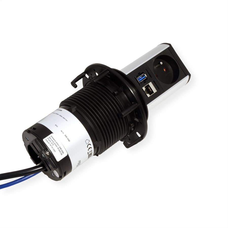 BACHMANN ELEVATOR 1xUTE 1xUSB 1xCAT6A 0,5m GST18 profilé en aluminium anodisé