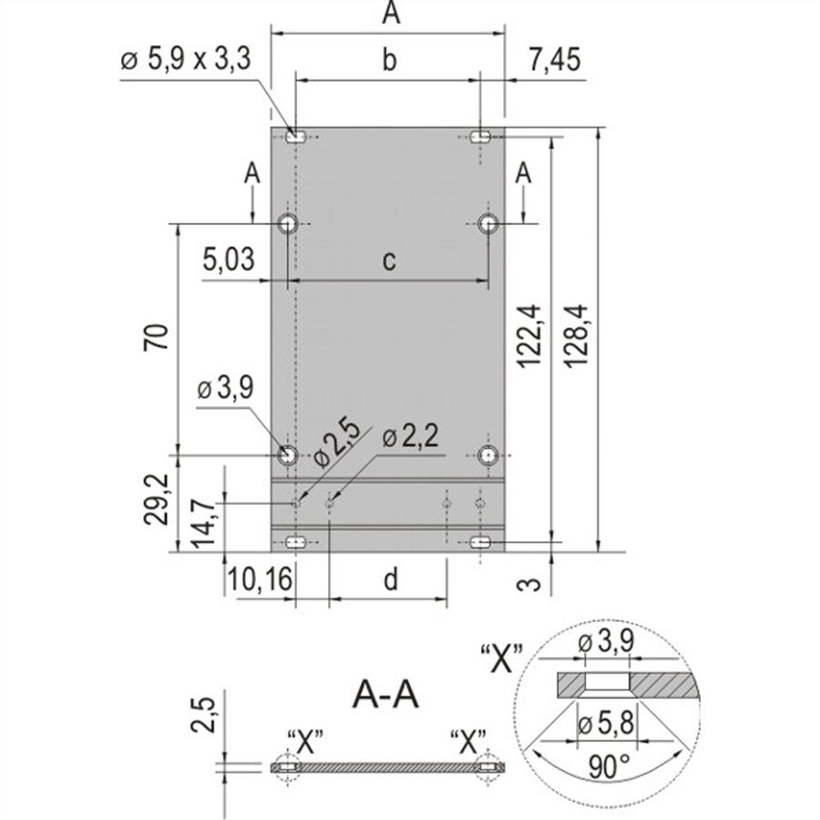 SCHROFF Cadre type Unité enfichable Panneau frontal, non blindé, 3 U, 10 HP, 2,5 mm, alu, anodisé avant, conducteur arrière