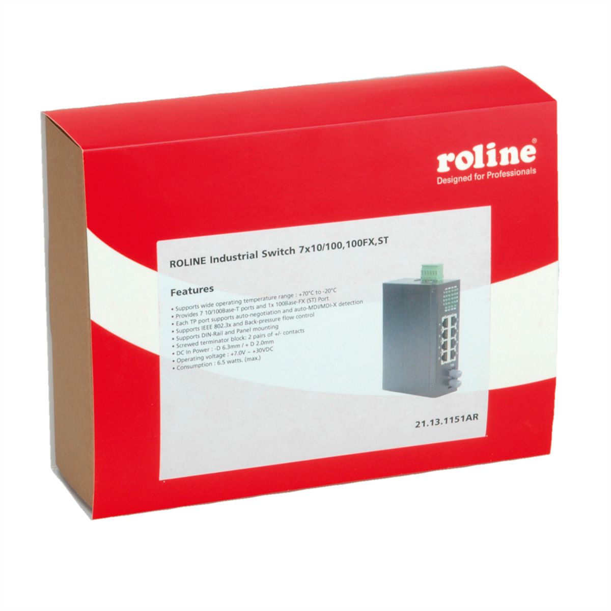 ROLINE Switch industriel 7x RJ-45, 1x ST, non administrable