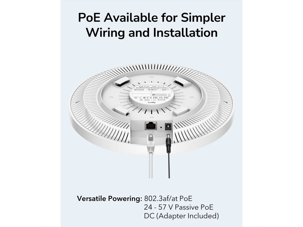 CUDY AP1300 AC1200 Point d'accès WiFi, Gigabit