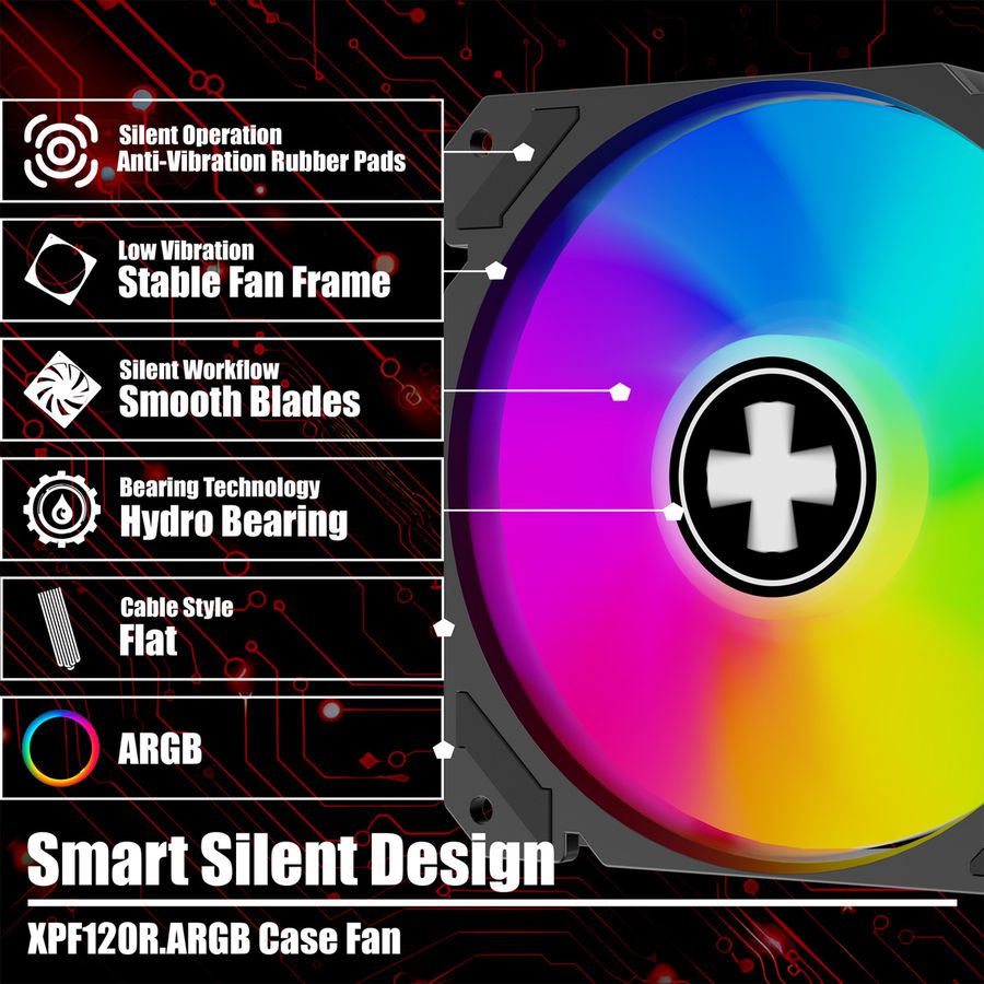 XILENCE Performance A+ REVERSE XF065, Ventilateur LED ARGB 120 mm noir