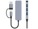 VALUE Hub métallique 4 ports type A, (1x USB 3.2Gen1 + 3x USB 2.0), câble de raccordement type A+C
