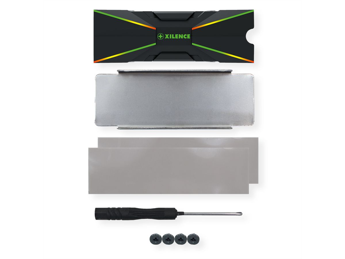 Xilence M2SSD.B.ARGB Radiateur M.2 2280 SSD PCIe NVMe/SATA, 3PIN ARGB 5V, passif