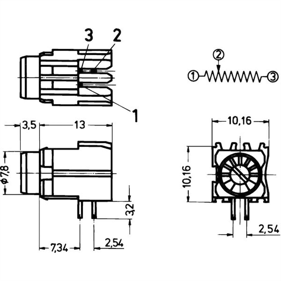 SCHROFF Potentiomètre en cermet, 100 kOhm