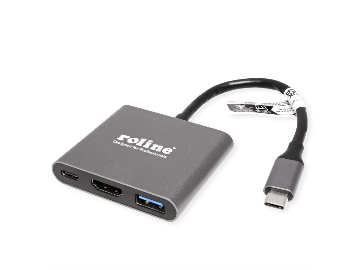 ROLINE Adaptateur USB Type C - HDMI , USB 3.2 Gen 1 A + Type C (Power Delivery)