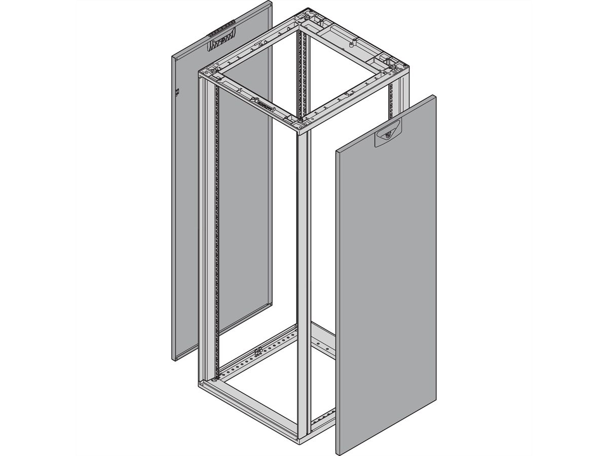 Panneau latéral Novastar SCHROFF pour usage intensif, RAL 7021, 25 U 1000D