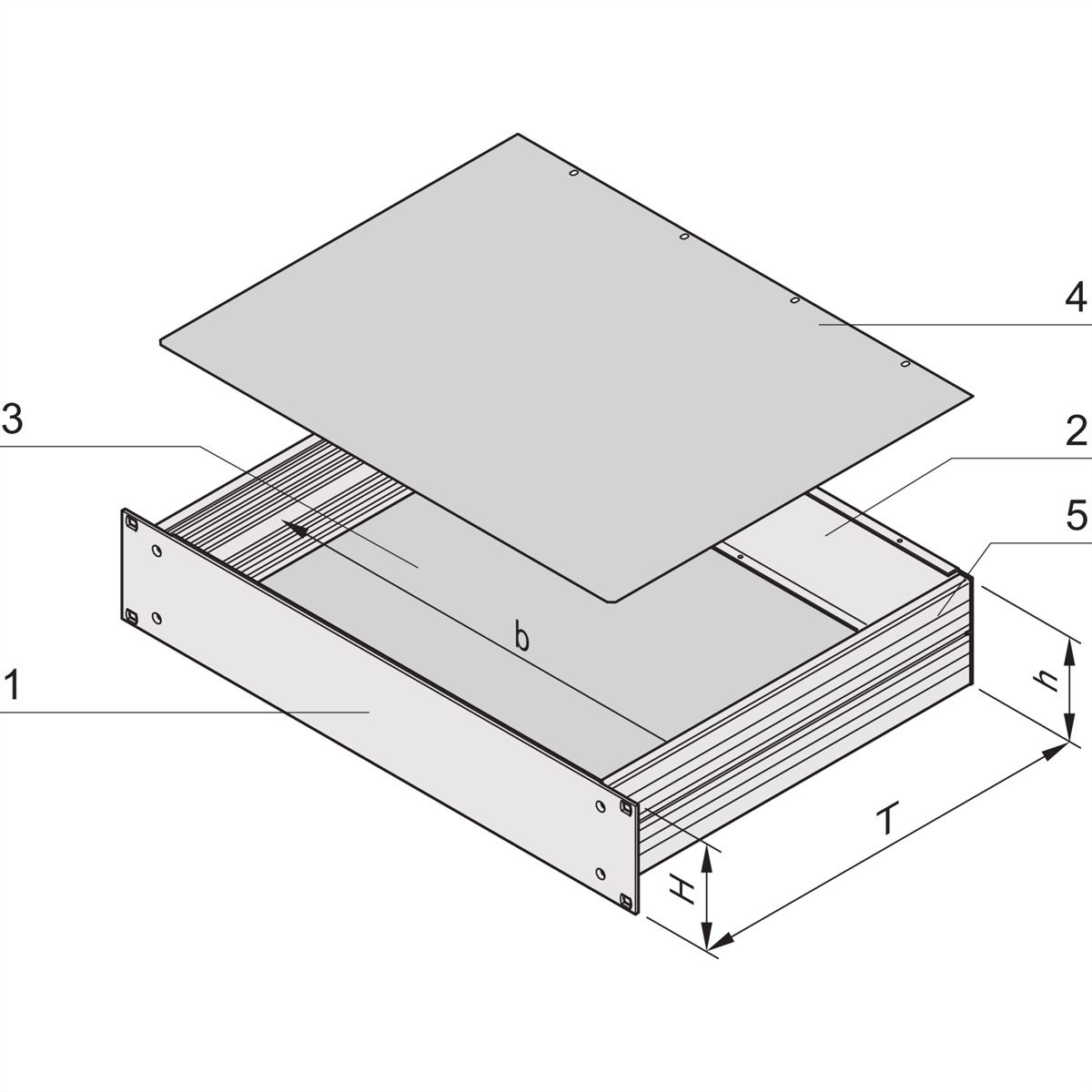 SCHROFF MultipacPRO 19" Châssis, aluminium, dessus et base simples, 3 U, 400 mm