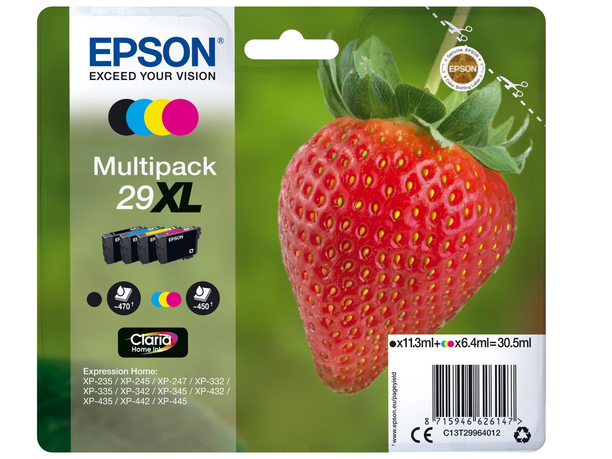 Epson Multipack "Fraise" - Encre Claria Home N,C,M,J (XL)