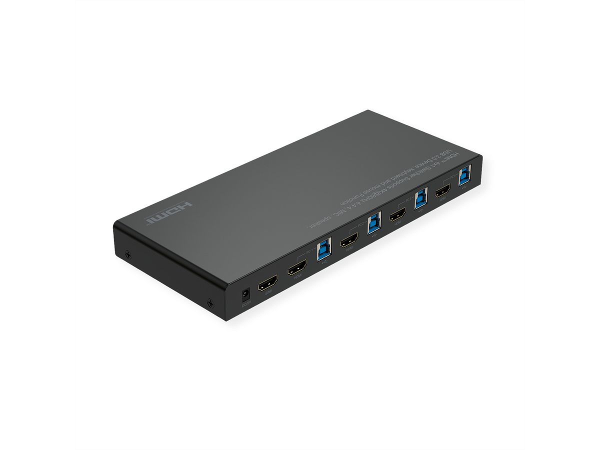 ROLINE Switch KVM, HDMI 4K, USB, 1 User - 4 PC , avec hub USB 3 ports