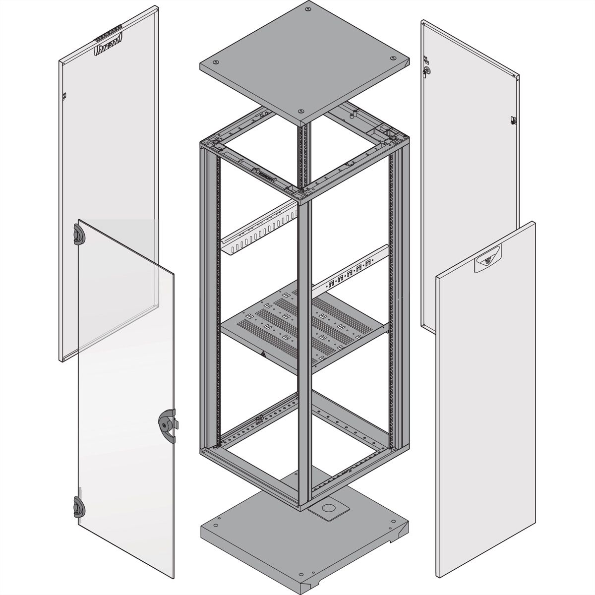 Cadre d'armoire Novastar SCHROFF, Heavy-Duty, 25 U 553W 1000D