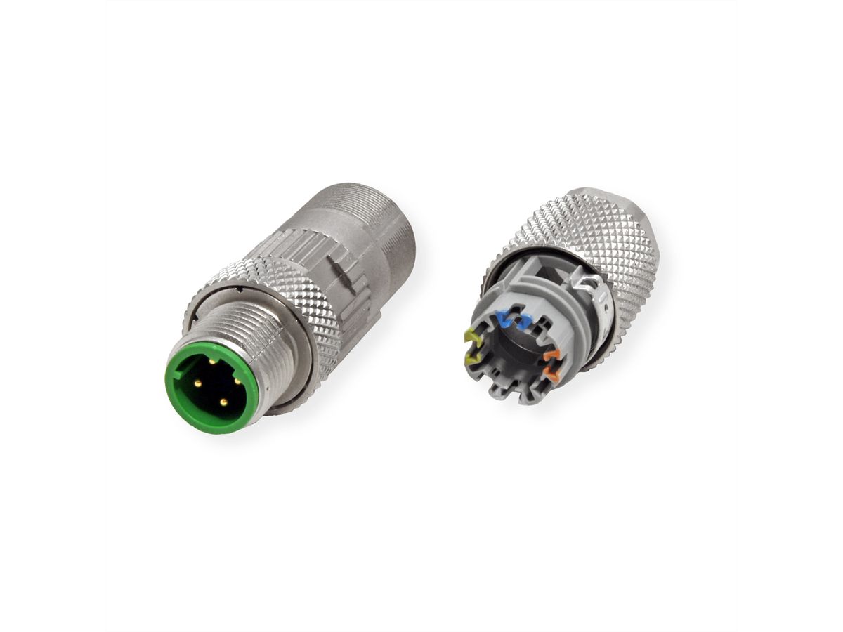 METZ CONNECT Connecteur M12, codage D, IP67, à confectionner sur site, droit