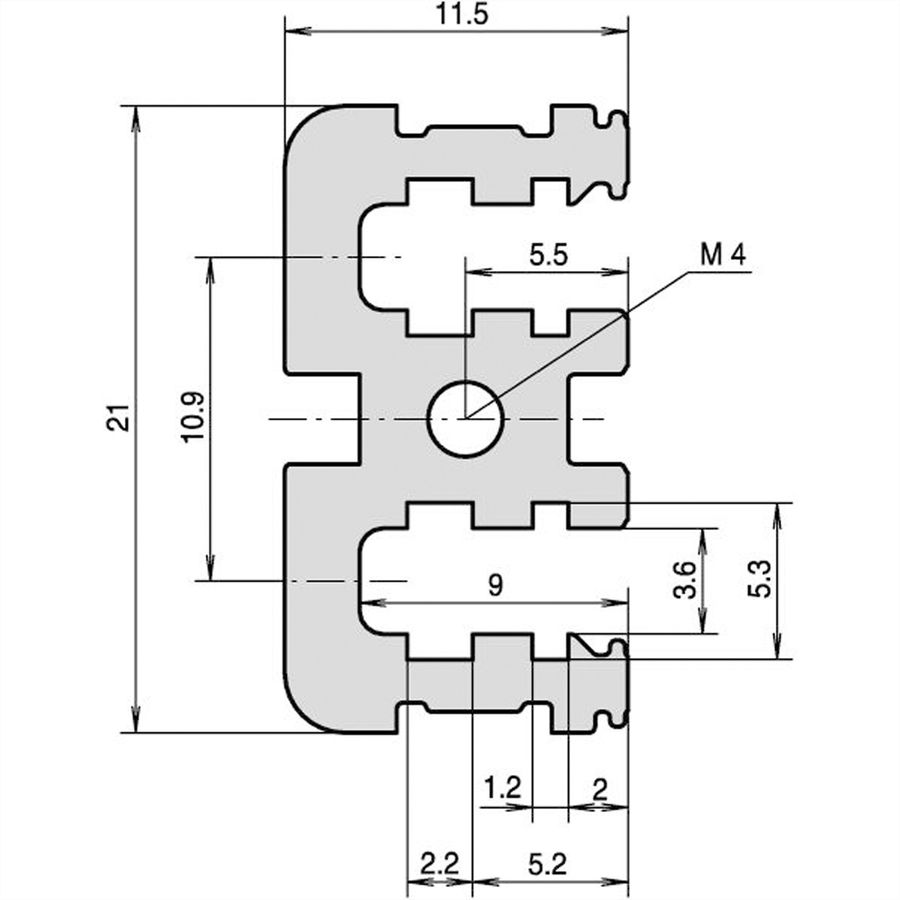 Rail horizontal SCHROFF, arrière, centre, type VT, 84 HP