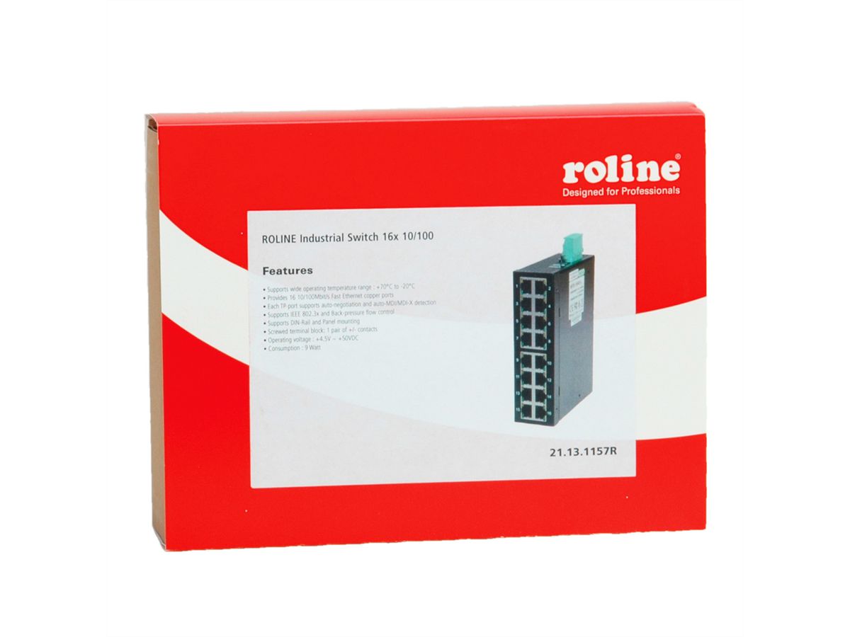 ROLINE Switch industriel 16 ports RJ-45 non administrable