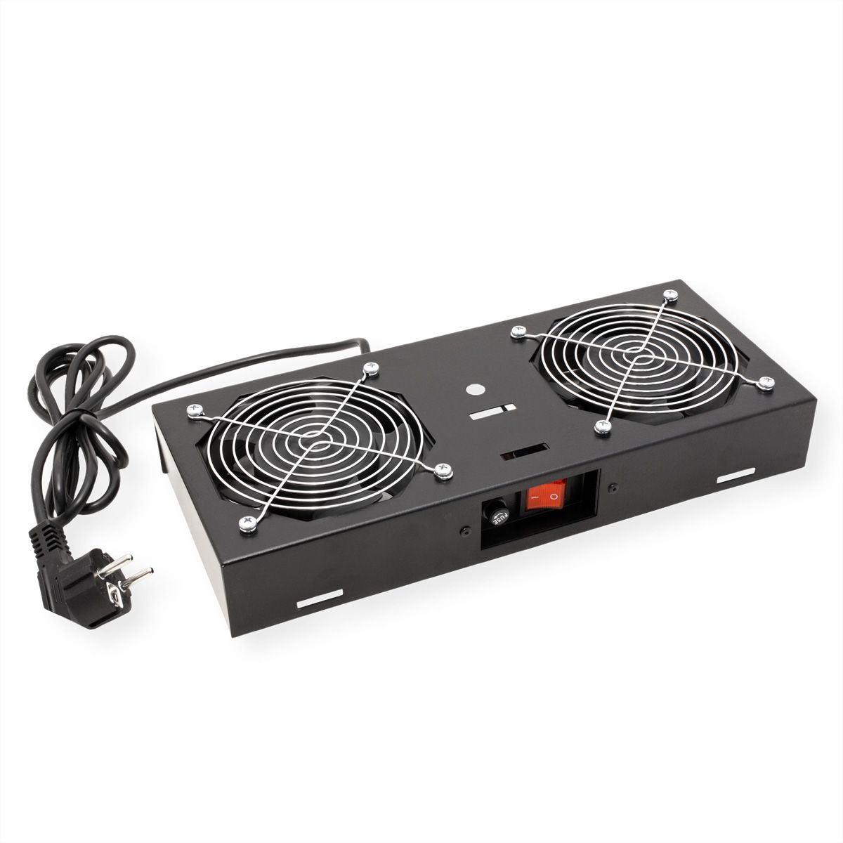 ROLINE 19" Unité de ventilation, 2 ventilateurs, pour boîtier mural, noir