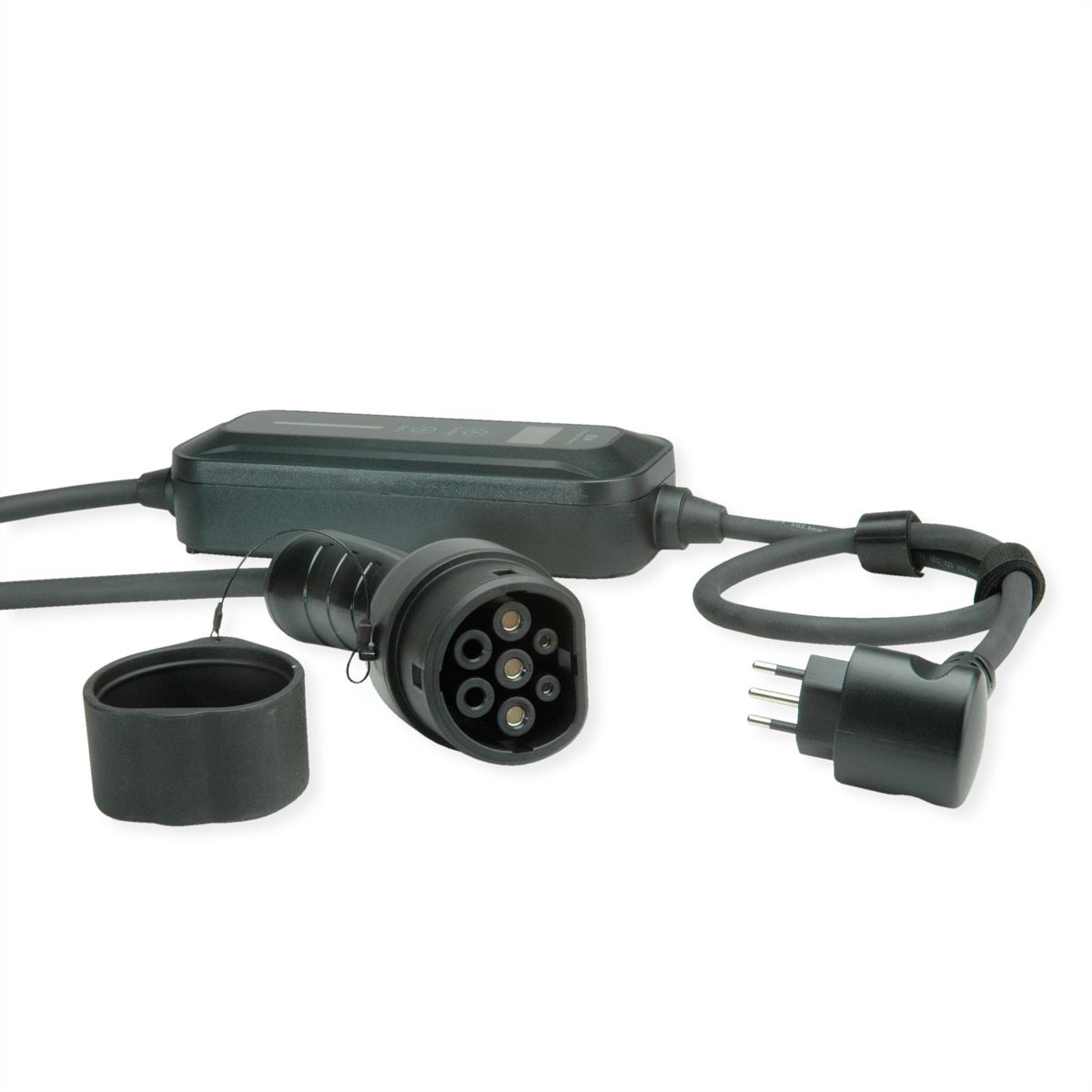 ROLINE Câble portable de recharge VE CEE7/7 - Type2, 1 phase, 250VAC (1P+N+E), 32 A, 7,4 kW, 3 m