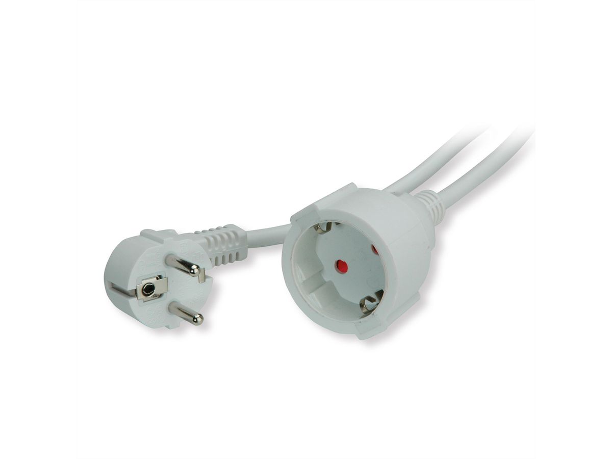 VALUE AC230V Câble prolongateur, prises type 2P+T allemand, blanc, 10 m