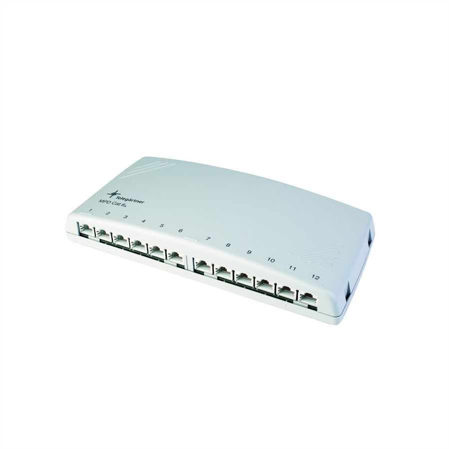 TELEGÄRTNER Mini distributeur MPD12-HS K, blindé, Cat.6A (norme selon ISO/IEC) blanc alpin