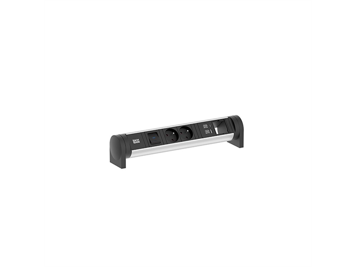 BACHMANN CYCLE Desk 2xUTE 1xinterrupteur 1xCM 1xUSB A/C 22W 0,2m GST18
