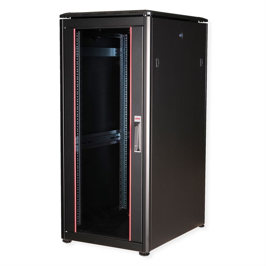 ROLINE 19" Baie réseau Pro 26U, 600x800 LxP Porte verre noir