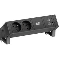 BACHMANN DESK 2 Bloc multiprise 2x UTE, 1x USB A&C 22W, noir, 0,2 m