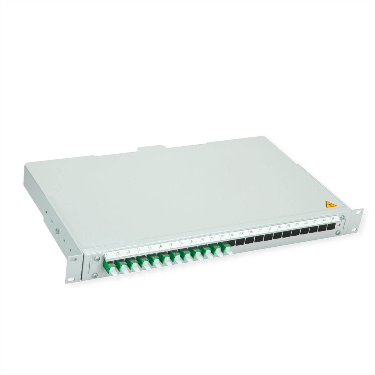 TELEGÄRTNER BASIS V Panneau fibre optique avec coupleurs & Pigtails , 12x E2000, OS2 vert APC