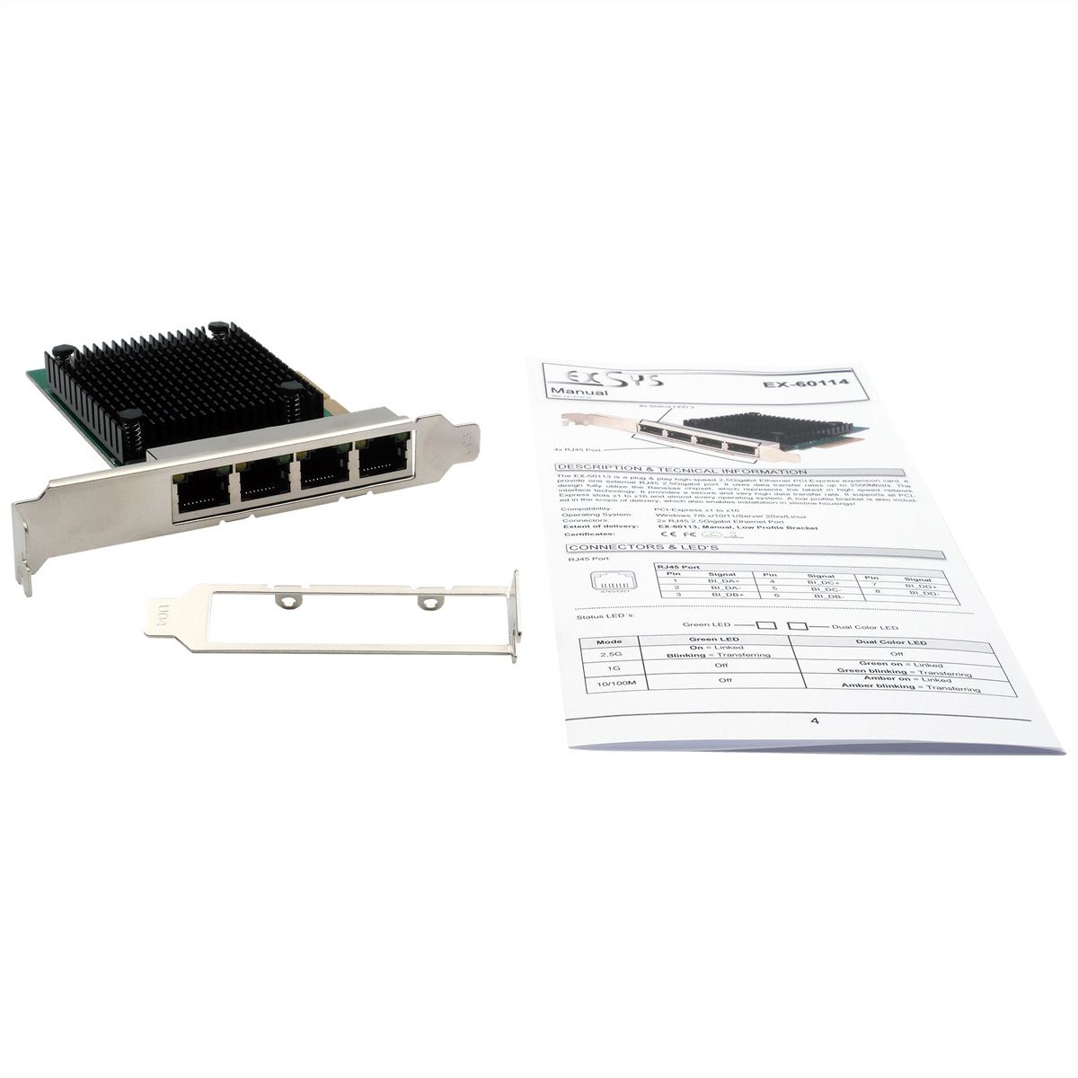 EXSYS EX-60114 Carte PCIe 4 ports 2.5Gigabit