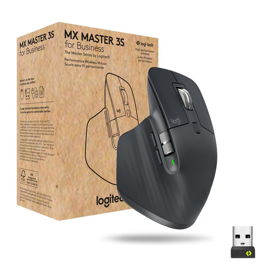 Logitech MX Master 3s for Business souris Droitier RF sans fil + Bluetooth Laser 8000 DPI graphite