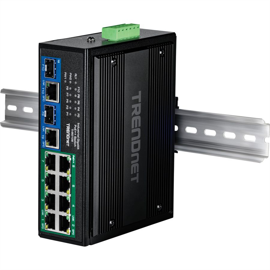 TRENDnet TI-BG108 Switch Rail DIN PoE++ 400W Gigabit industriel à 10 ports