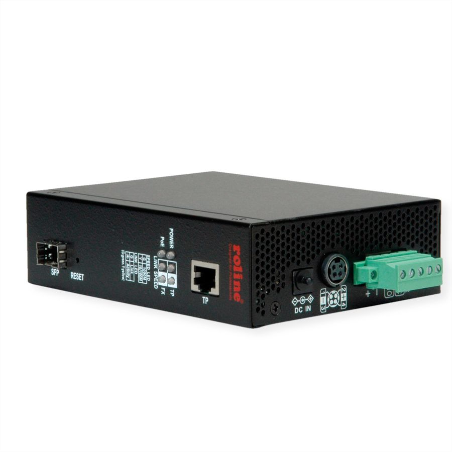 ROLINE Convertisseur industriel Gigabit Dual Speed 100/1000 Fibre, avec fonction PoE