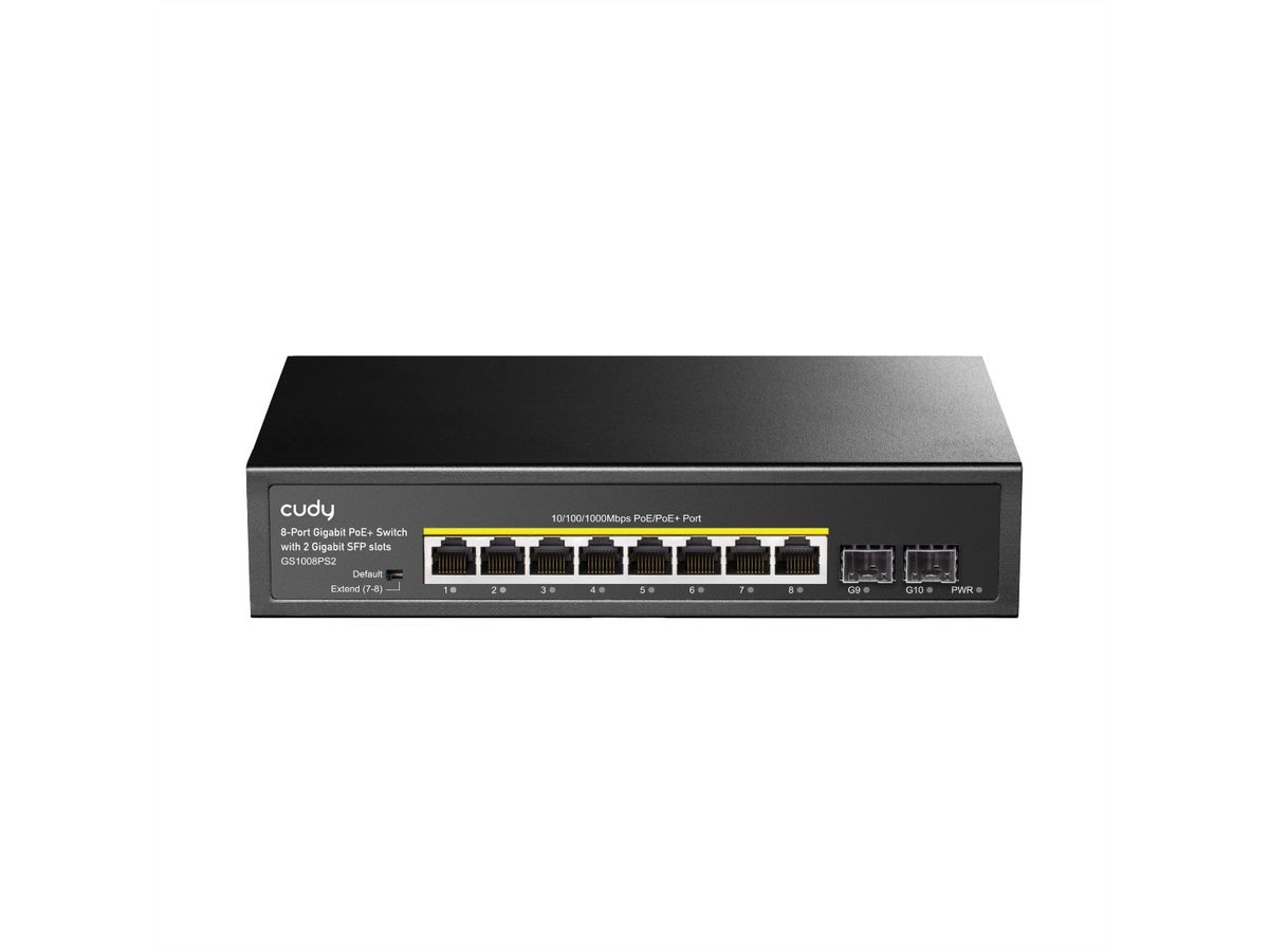 CUDY GS1008PS2 Switch 8 ports Gigabit PoE+ avec 2 emplacements Gigabit SFP 120W