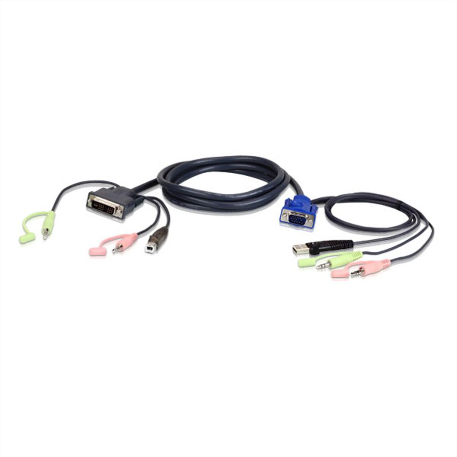 ATEN 2L-7DX2U Câble KVM VGA vers DVI 1,8m, noir, 1,8 m