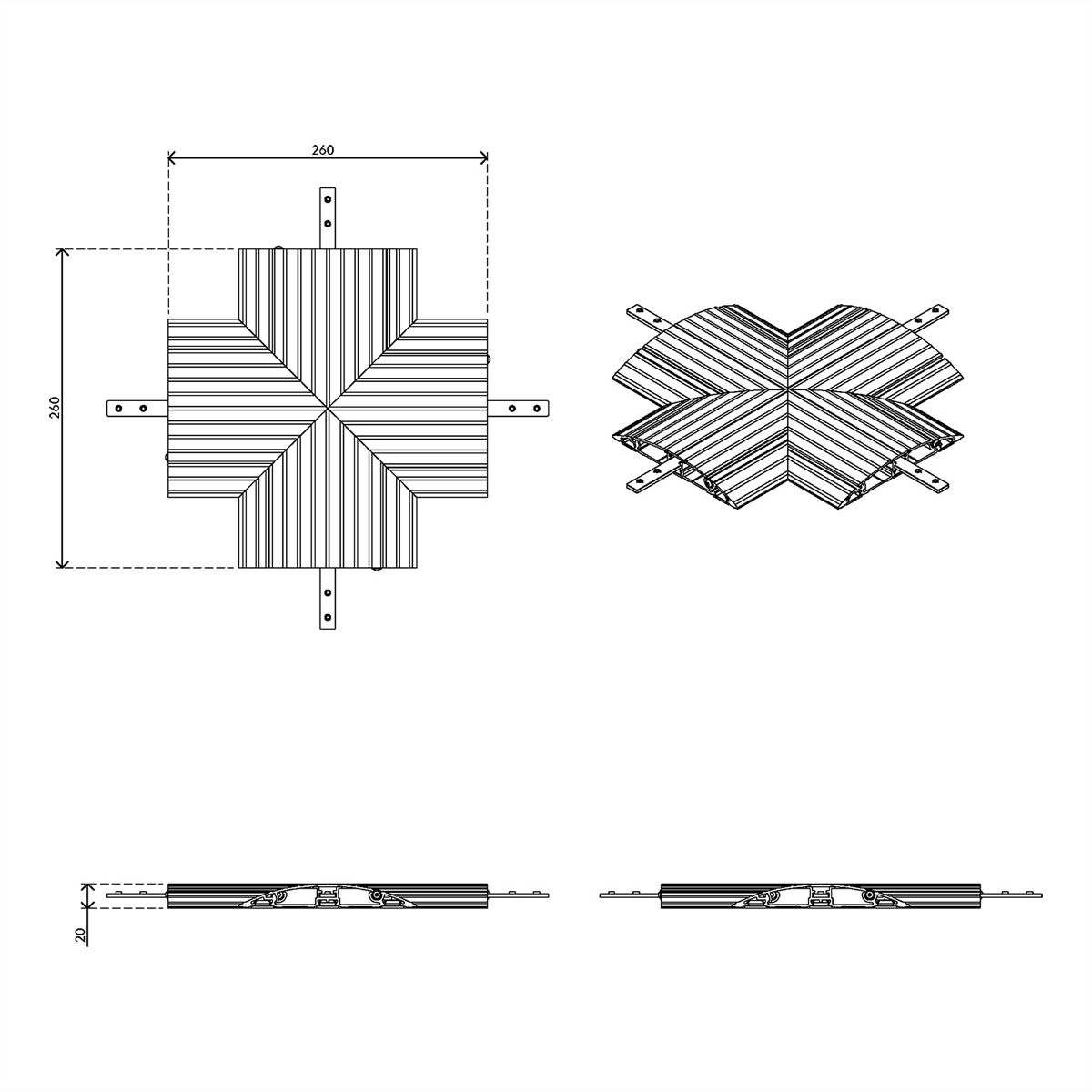 DATAFLEX Addit protège-câbles, connexion croisée 472, argent