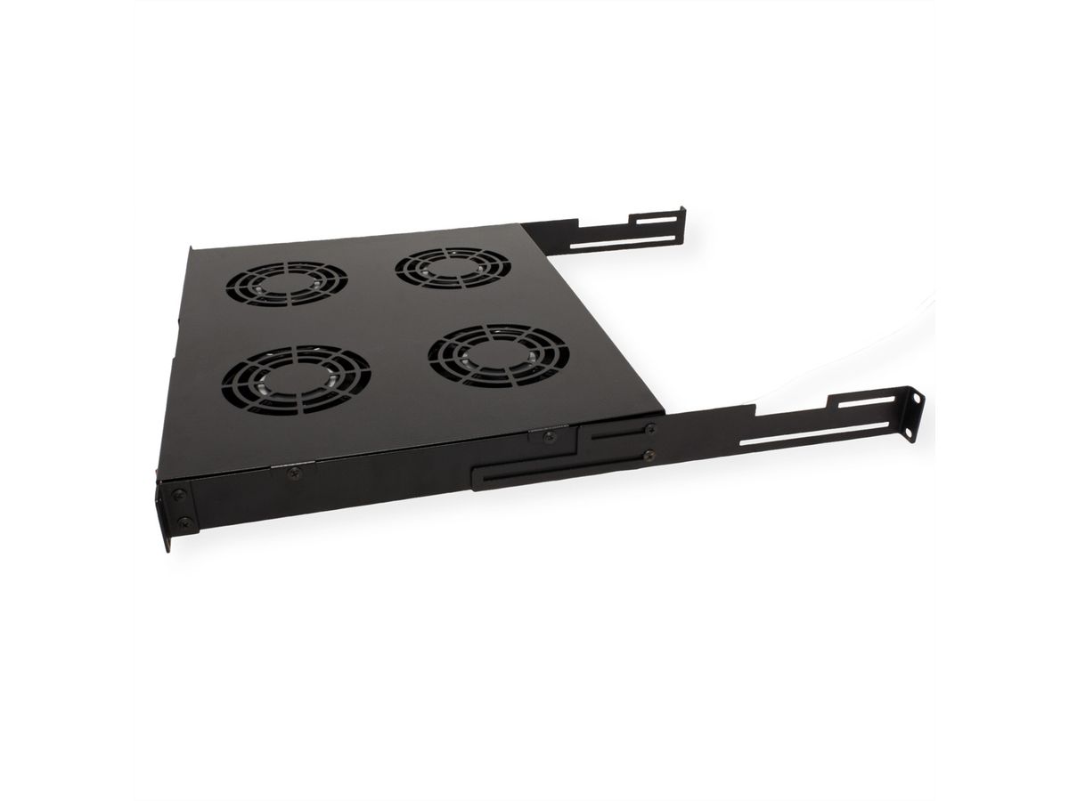 ROLINE 19" Unité de ventilation, 4 ventilateurs, thermostat, noire