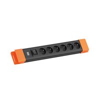 BACHMANN CONNECTUS 6xUTE , 1xinterrupteur 2,0m CEE7/7 noir/orange