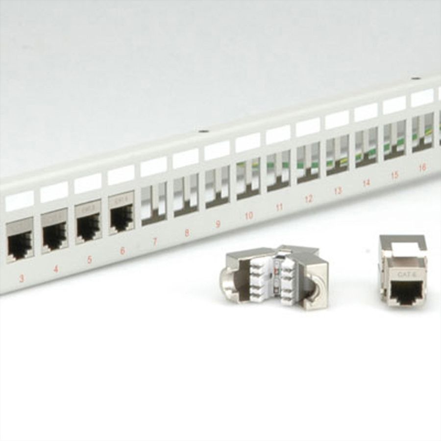 ROLINE Panneau de brassage 19" pour Keystone, 24 ports blindé, gris