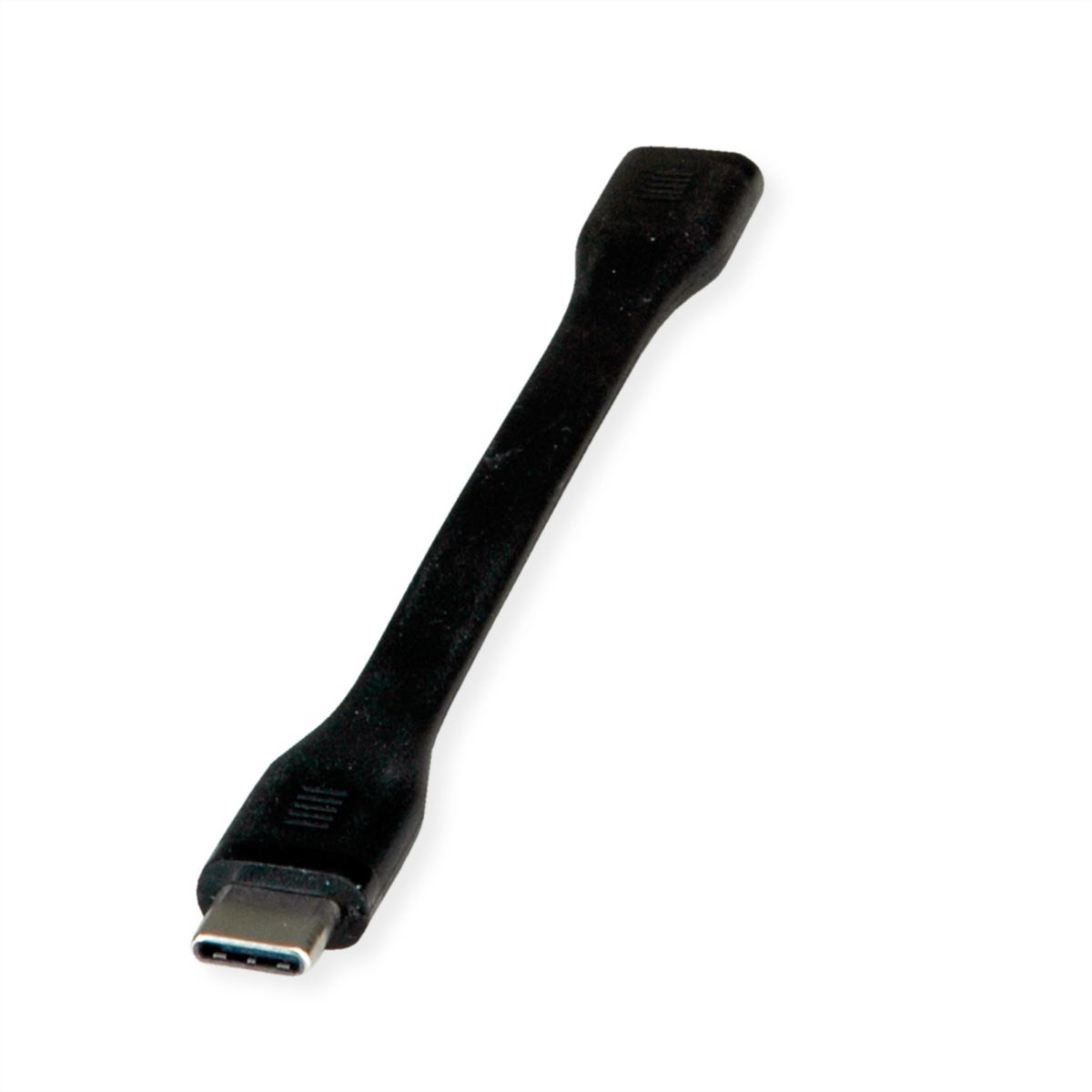 ROLINE Câble USB4 Gen3x2, C-C, M/F, 8K UHD-2, 40Gbit/s, 100W, plat, noir, 11,5 cm