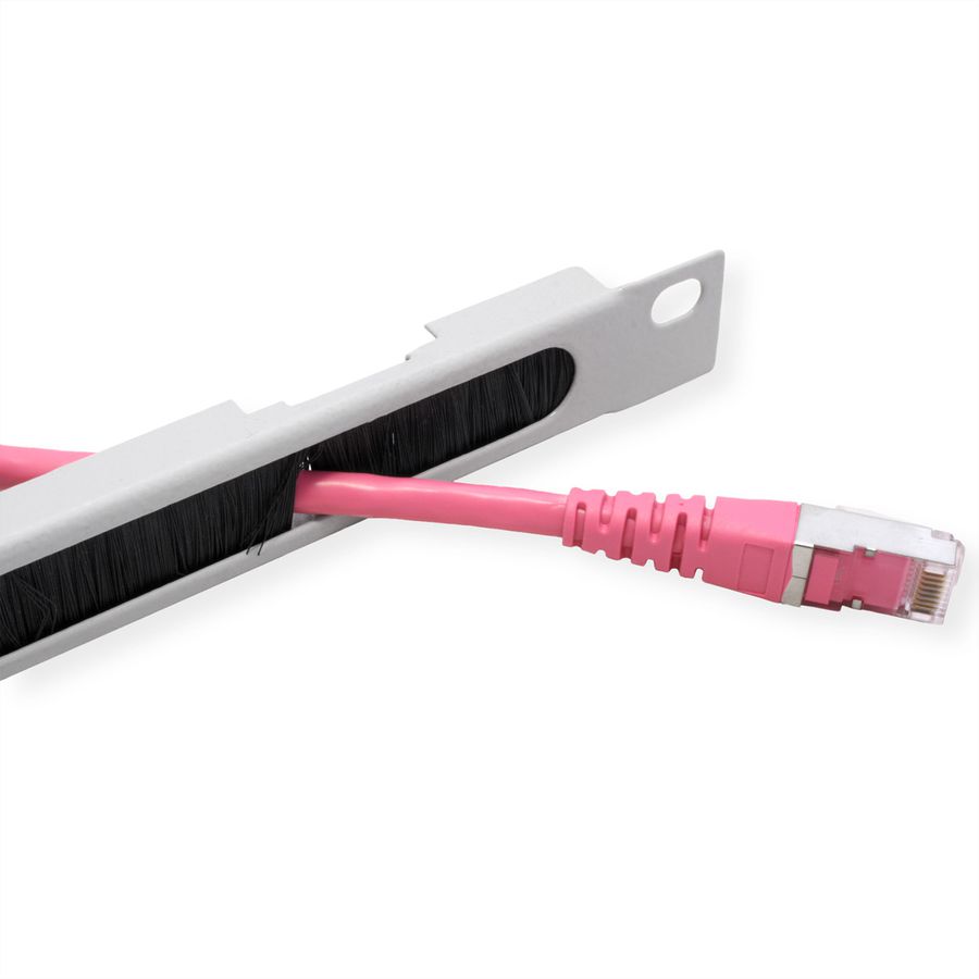 ROLINE 10" Passe-câbles, Avec brosse 0,5U gris