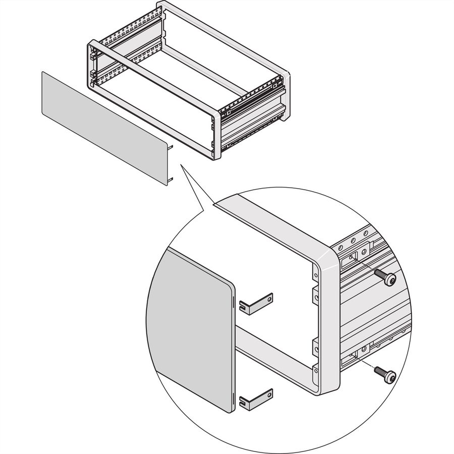 Panneau avant/arrière CompacPRO SCHROFF, avec fixation invisible, 6 U, 84 CV, 2,5 mm, alu, anodisé, bords non traités