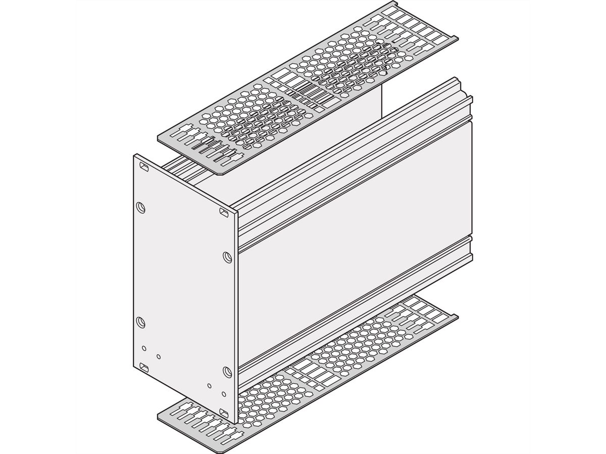 Plaque de recouvrement de l'unité enfichable SCHROFF, avec perforation pour rails de guidage, 10 HP, circuit imprimé 167 mm