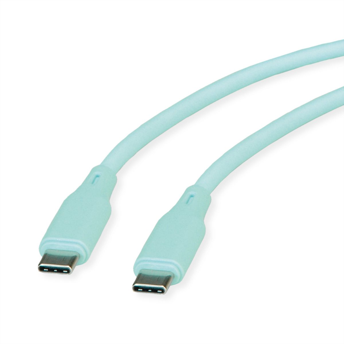 ROLINE Câble USB 2.0, C–C, M/M, silicone, 60W, vert, 1 m