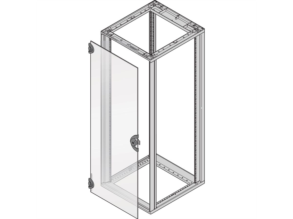 SCHROFF Novastar, porte en verre, angle d'ouverture 180°, 16 U 553W