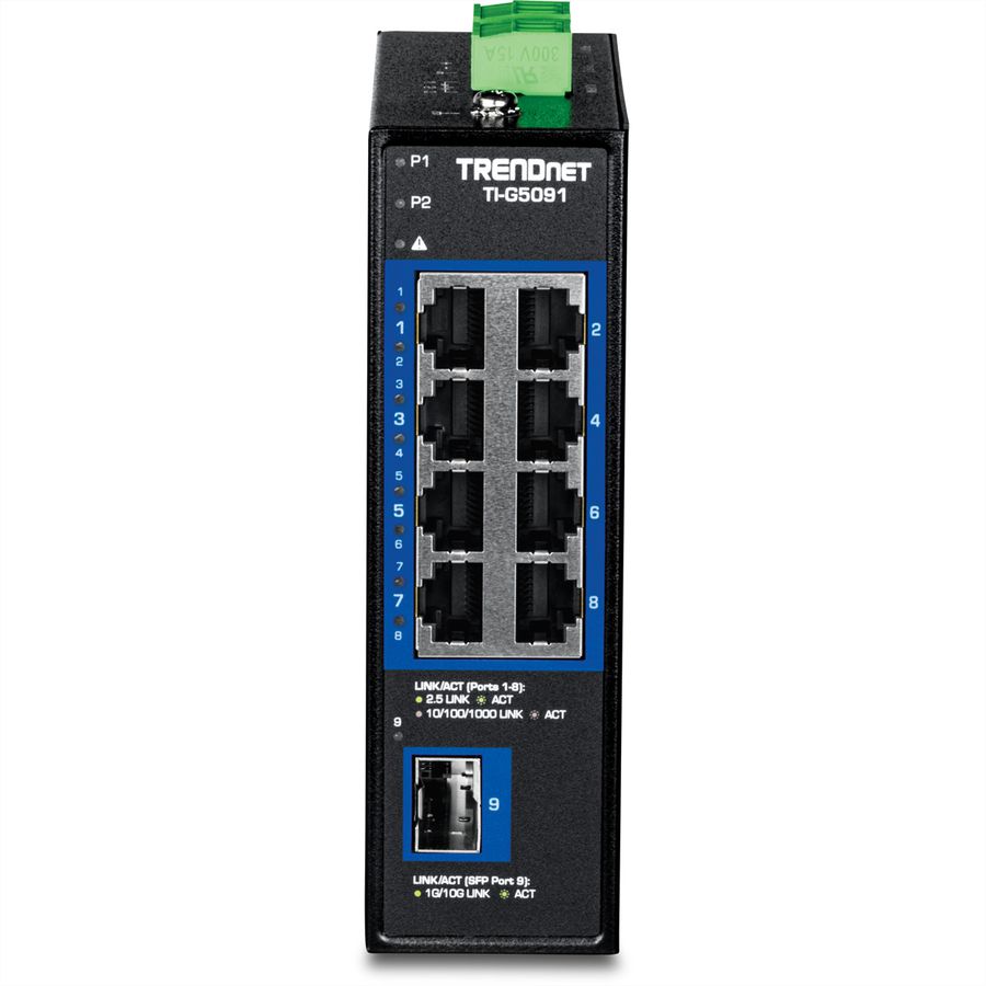 TRENDnet TI-G5091 Switch Rail DIN industriel 2,5G à 9 ports avec port SFP+ 10G