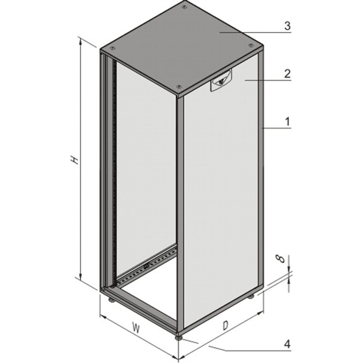 Armoire Novastar SCHROFF sans porte ni panneau arrière, Heavy-Line, RAL 7021, 1567H 553W 600D