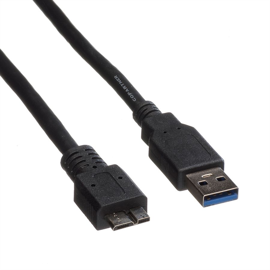 ROLINE Câble USB 3.2 Gen 1, A M - Micro B M, noir, 0,8 m