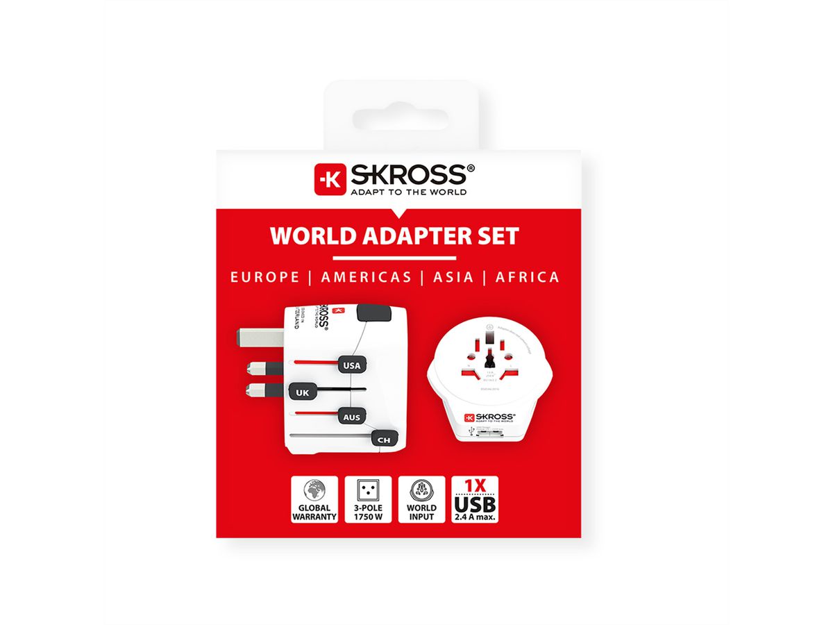 SKROSS Adaptateur de voyage universel PRO World et USB, monde