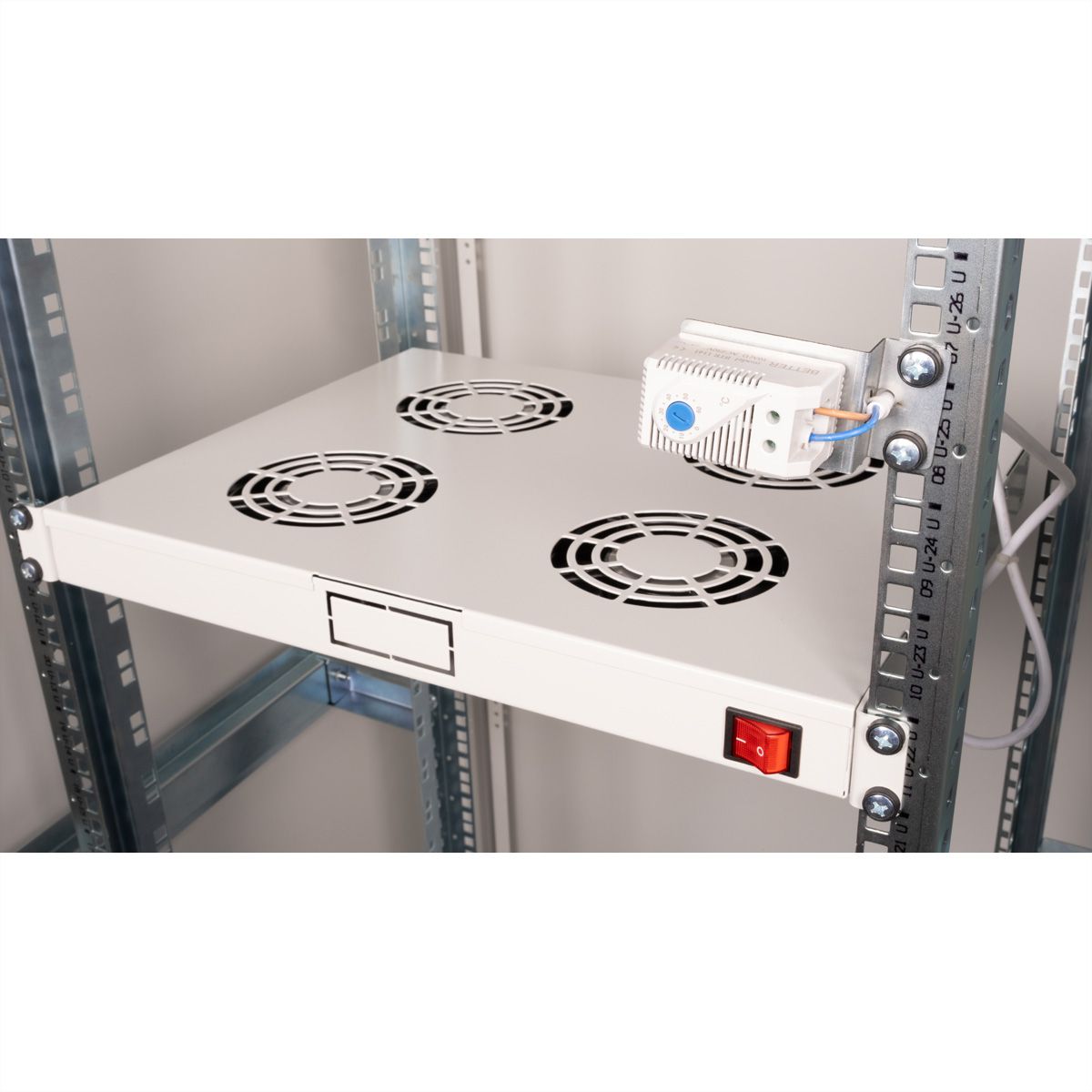 ROLINE 19" Unité de ventilation, 4 ventilateurs, Thermostat gris