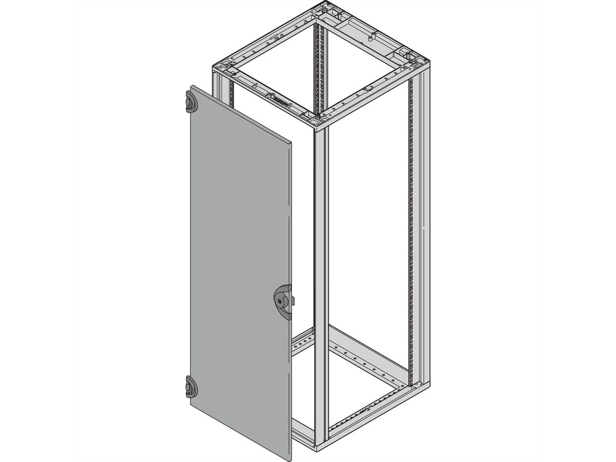 Porte en acier Novastar SCHROFF, Angle d'ouverture à 180°, RAL 7021, 29 U 553W