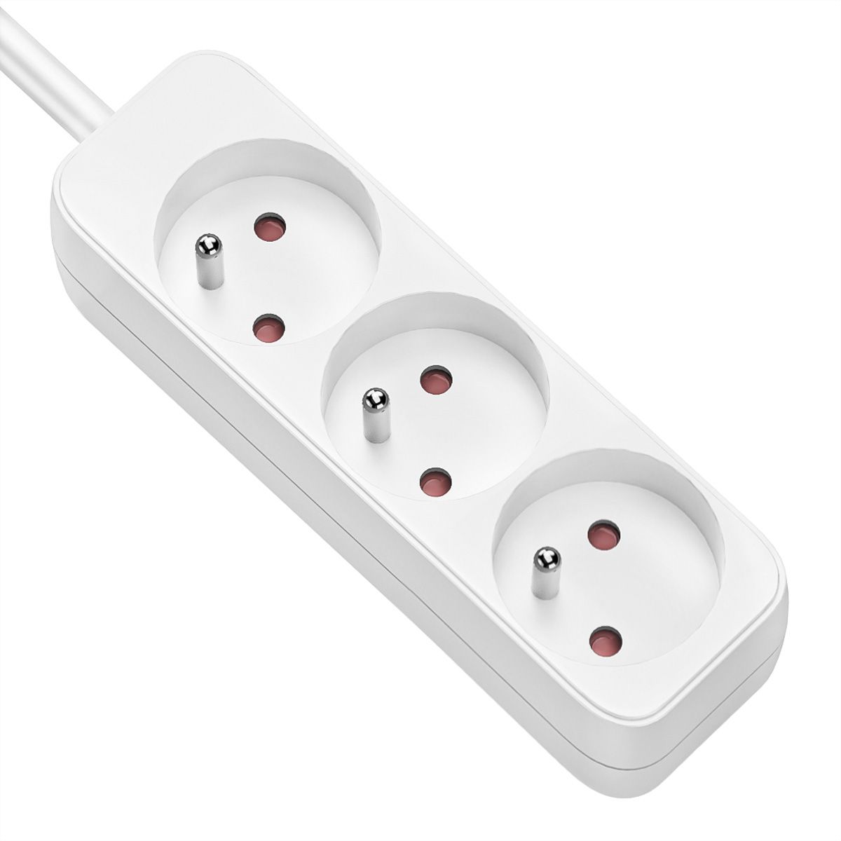VALUE Prise multiple, 3 ports sans interrupteur, blanc, 3 m